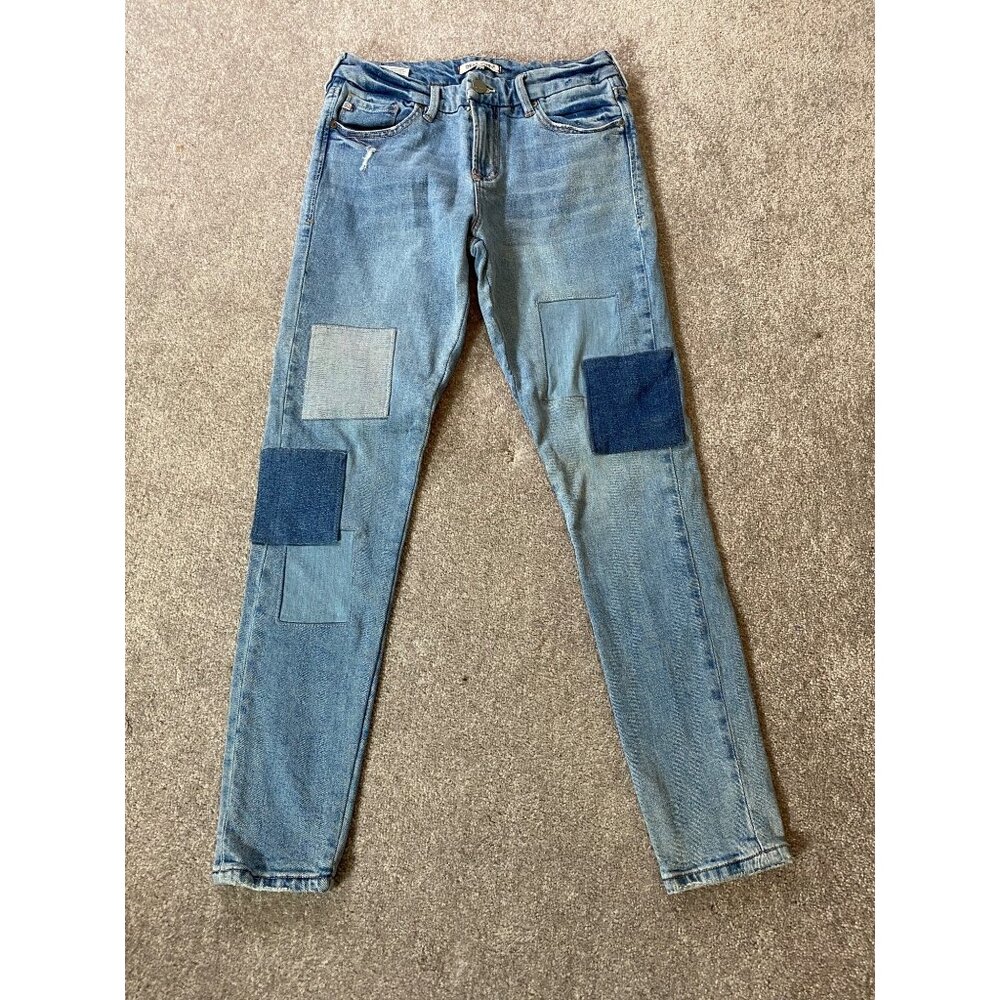 Dear John Patchwork Skinny Jeans Blue Denim Cotton/Spandex Blend Size 27
